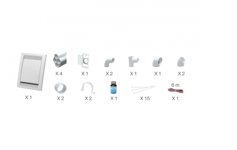 Ensemble d'installation pour prise murale blanche Deco Vac et prise(s) incluse(s)